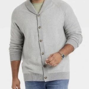 New Men’s Goodfellow Button Up Cardigan Knit Sweater Size M Masonry Gray